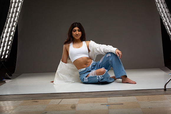 183-Natalie White Shirt Ripped Jeans