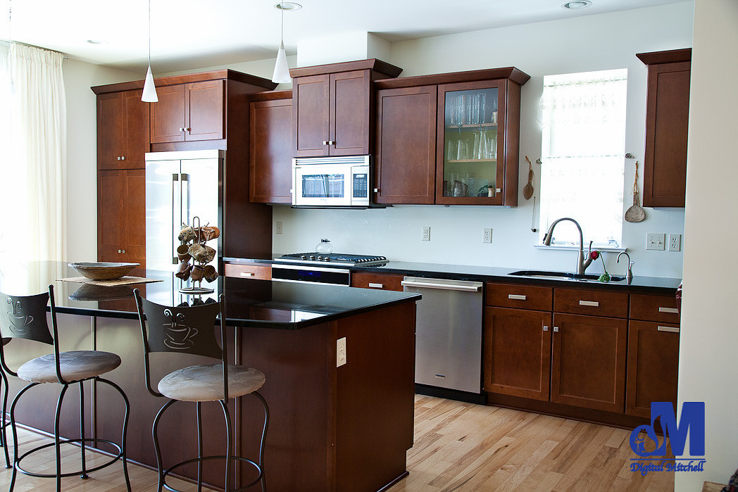 photograph of the brown kitchen