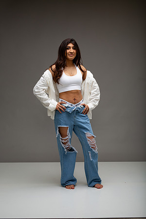 28-Natalie White Shirt Ripped Jeans
