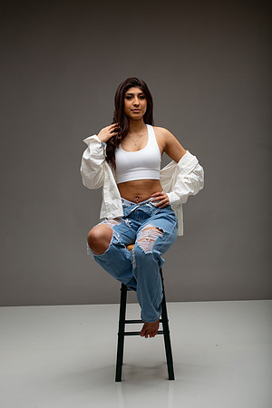 55-Natalie White Shirt Ripped Jeans