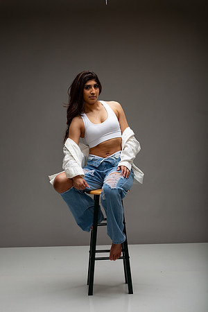79-Natalie White Shirt Ripped Jeans