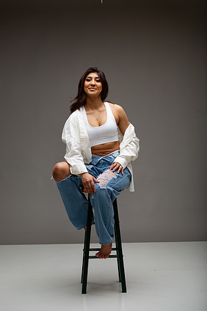 68-Natalie White Shirt Ripped Jeans