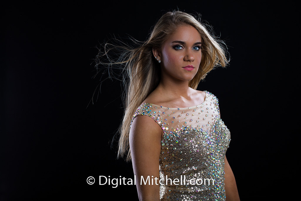 Portrait of Erika with hair blowing