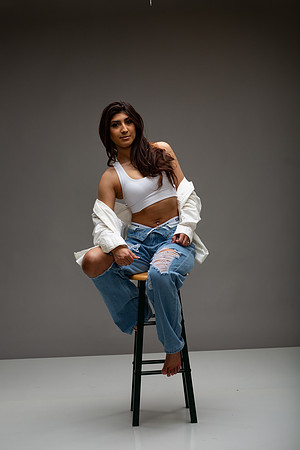 76-Natalie White Shirt Ripped Jeans