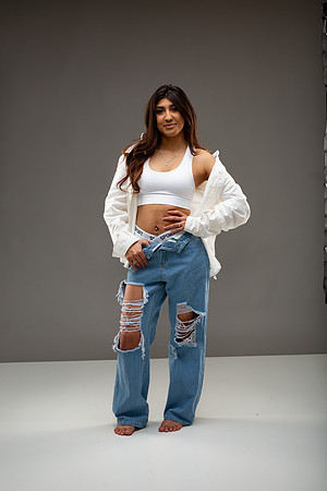 10-Natalie White Shirt Ripped Jeans