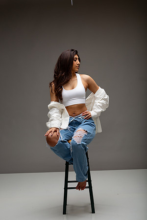 56-Natalie White Shirt Ripped Jeans