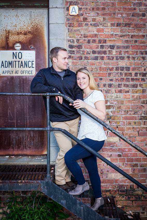 engagement photograph on the stairs