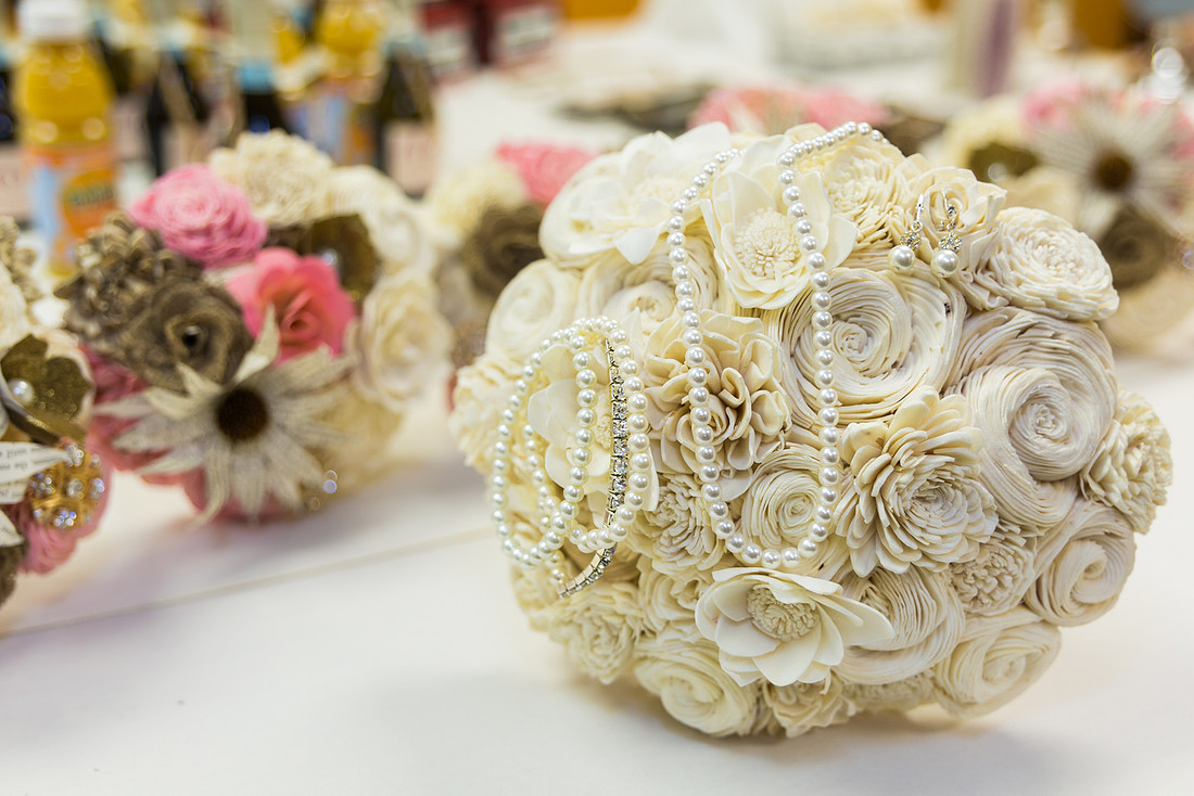 photograph of the bridal bouquets  and jewelry
