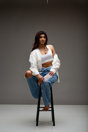 62-Natalie White Shirt Ripped Jeans