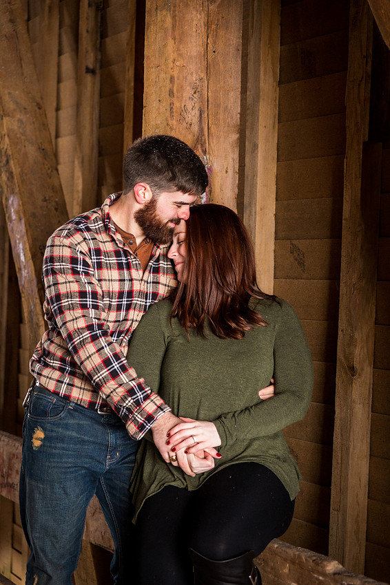 picture of engagement session in a covered bridge