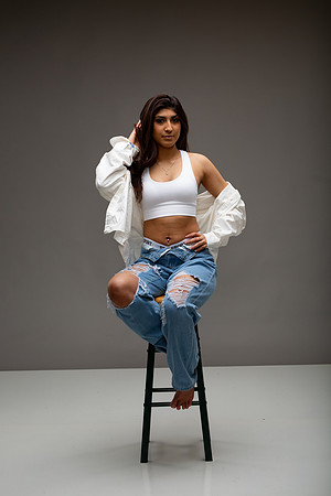 54-Natalie White Shirt Ripped Jeans