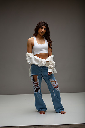 35-Natalie White Shirt Ripped Jeans
