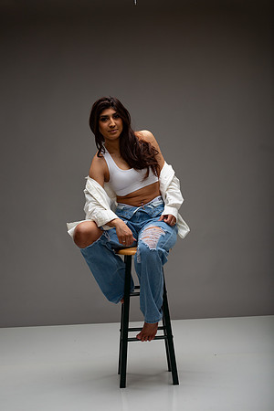 75-Natalie White Shirt Ripped Jeans