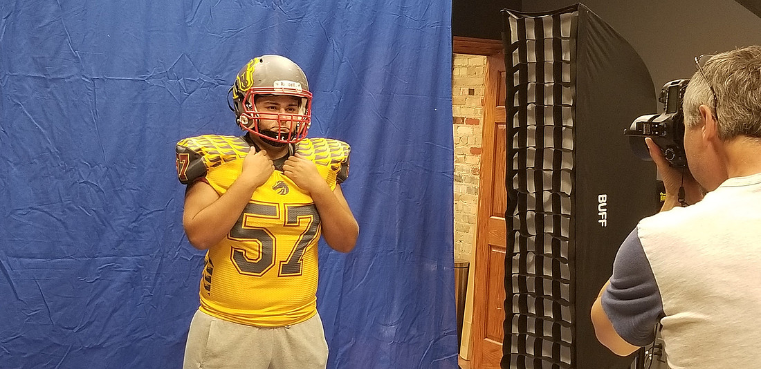 Bryson in his football gear for his picture