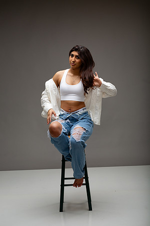 48-Natalie White Shirt Ripped Jeans