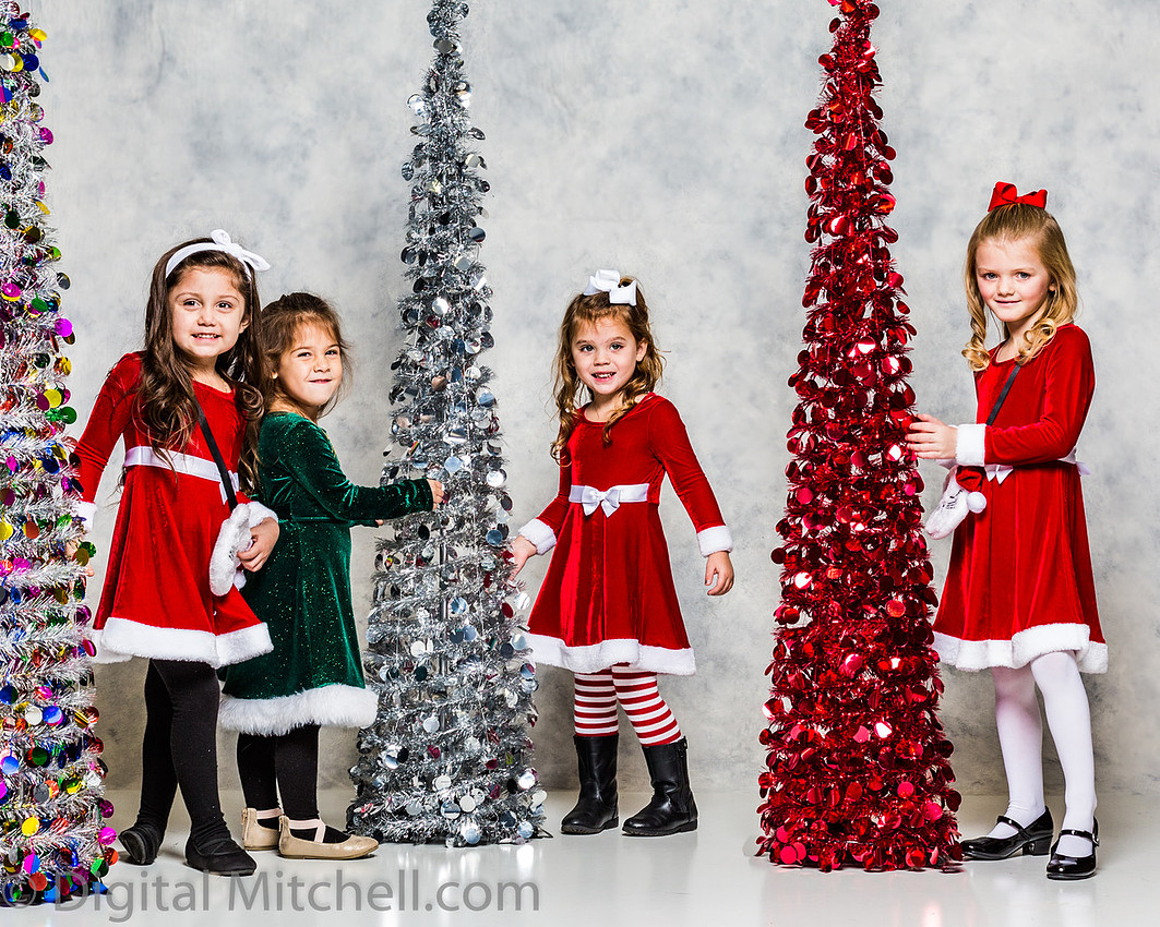 image of little girls in Christmas dresses