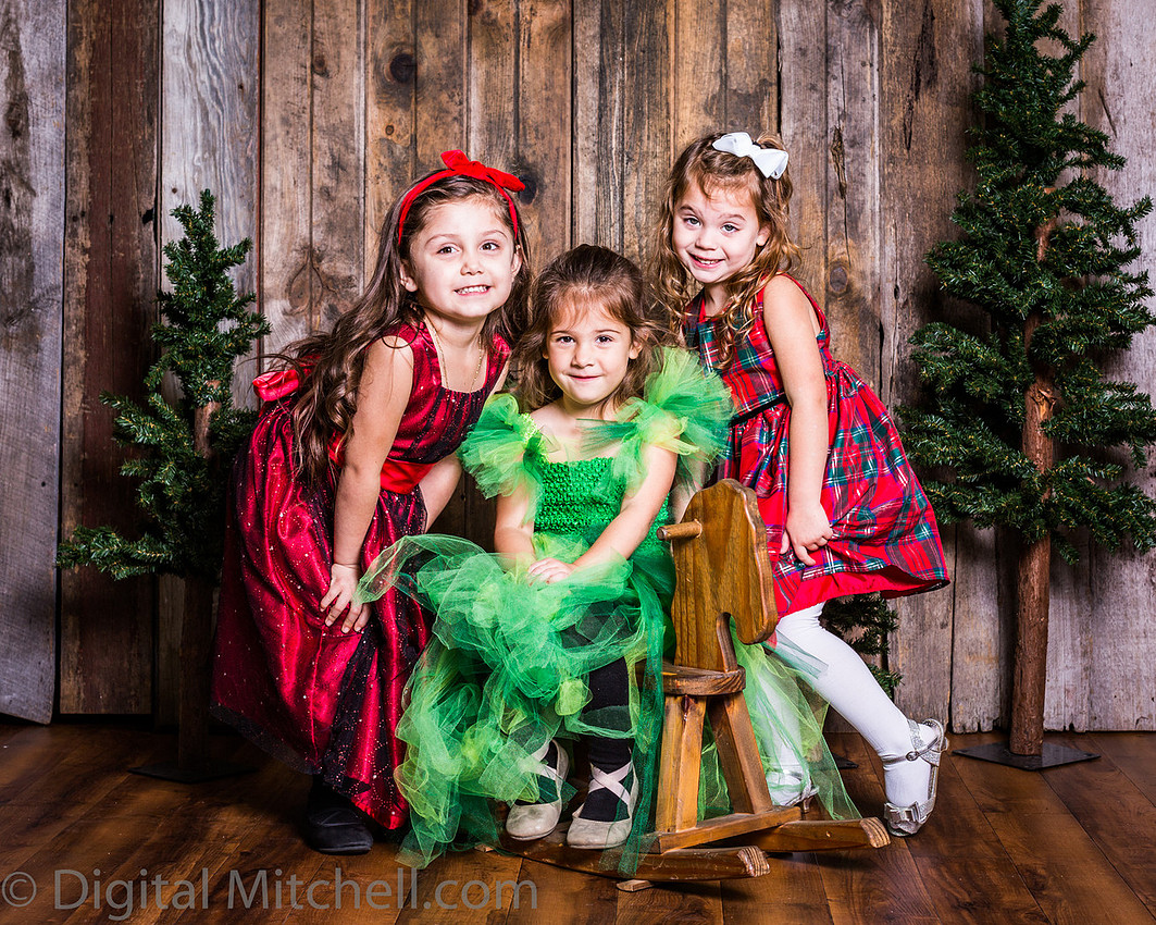 image of little girls in Christmas dresses