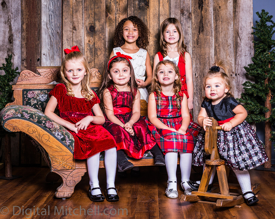image of little girls in Christmas dresses