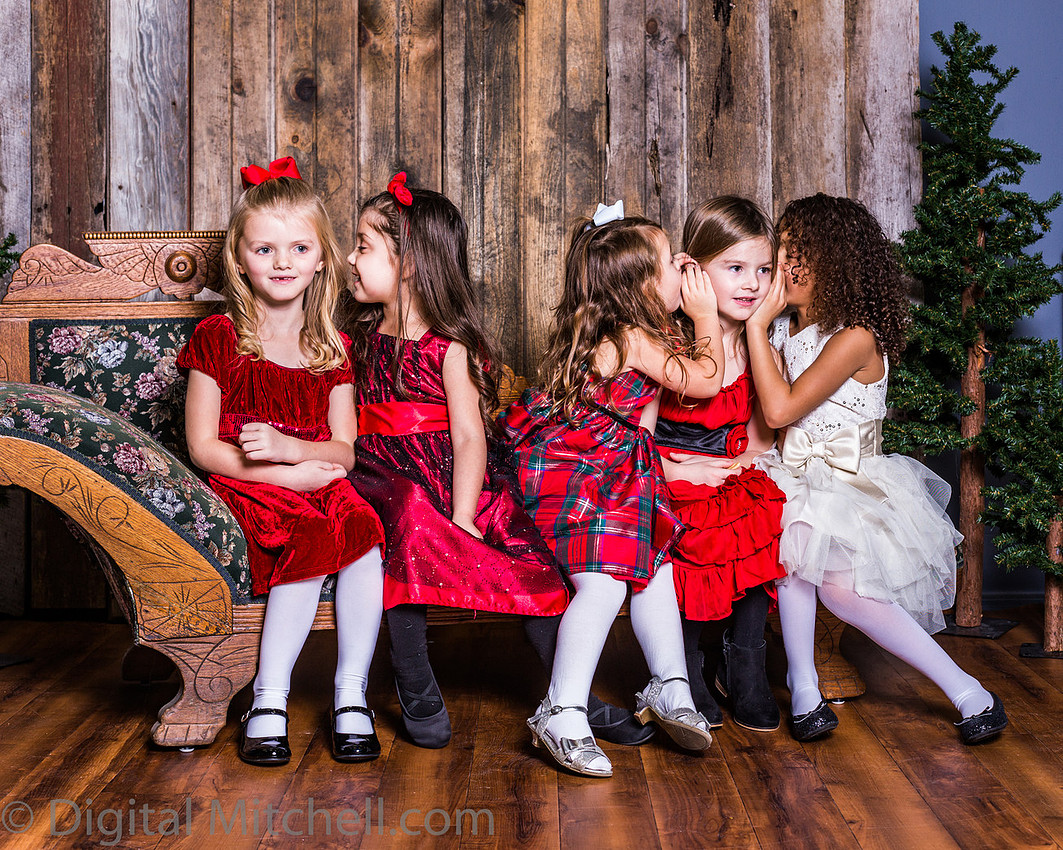 image of little girls in Christmas dresses