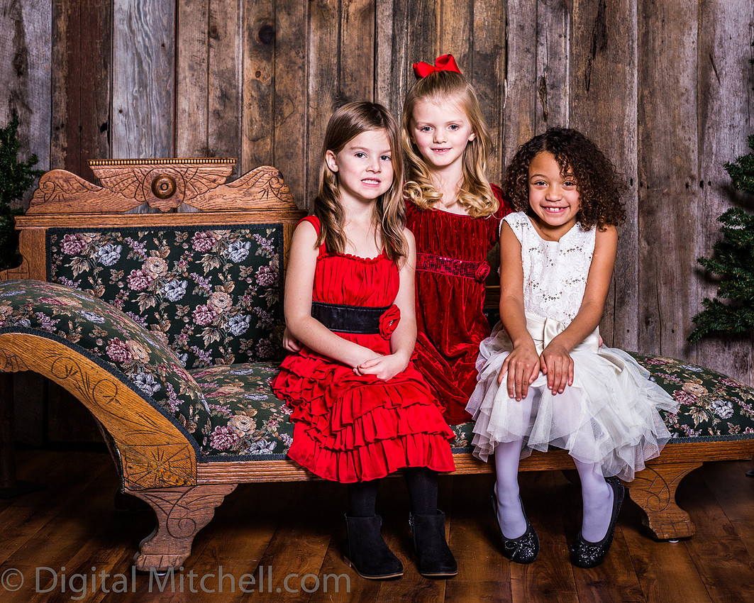 image of little girls in Christmas dresses