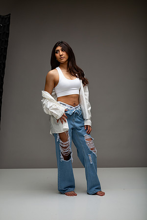 18-Natalie White Shirt Ripped Jeans