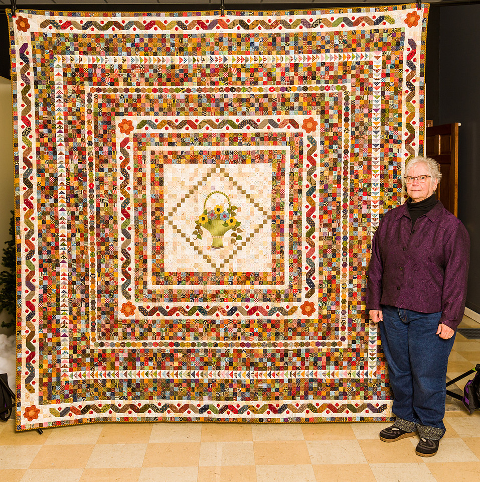 Image of a large hand made quilt