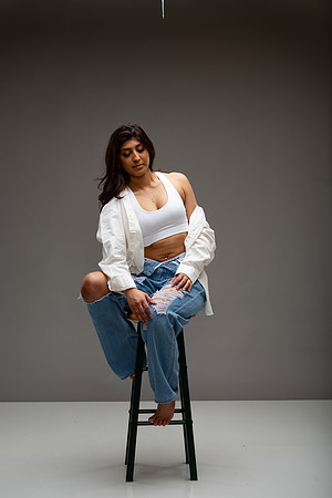 65-Natalie White Shirt Ripped Jeans