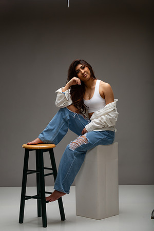 119-Natalie White Shirt Ripped Jeans