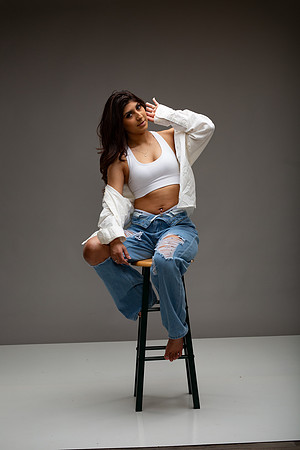 83-Natalie White Shirt Ripped Jeans
