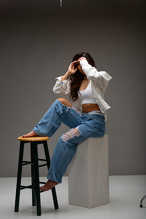 120-Natalie White Shirt Ripped Jeans