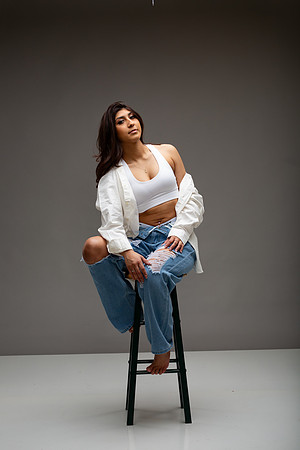 66-Natalie White Shirt Ripped Jeans