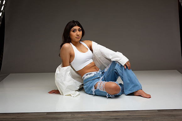 155-Natalie White Shirt Ripped Jeans