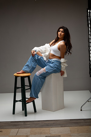 94-Natalie White Shirt Ripped Jeans