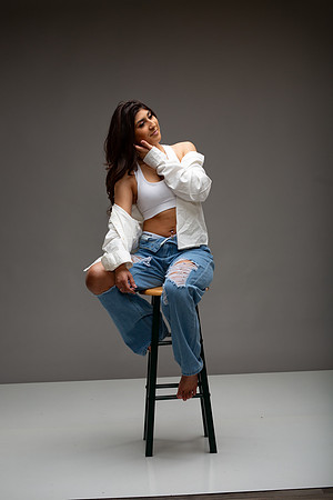 84-Natalie White Shirt Ripped Jeans