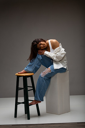 105-Natalie White Shirt Ripped Jeans