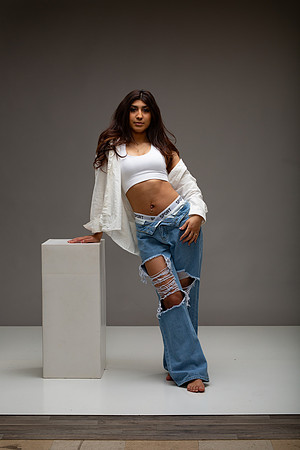 146-Natalie White Shirt Ripped Jeans